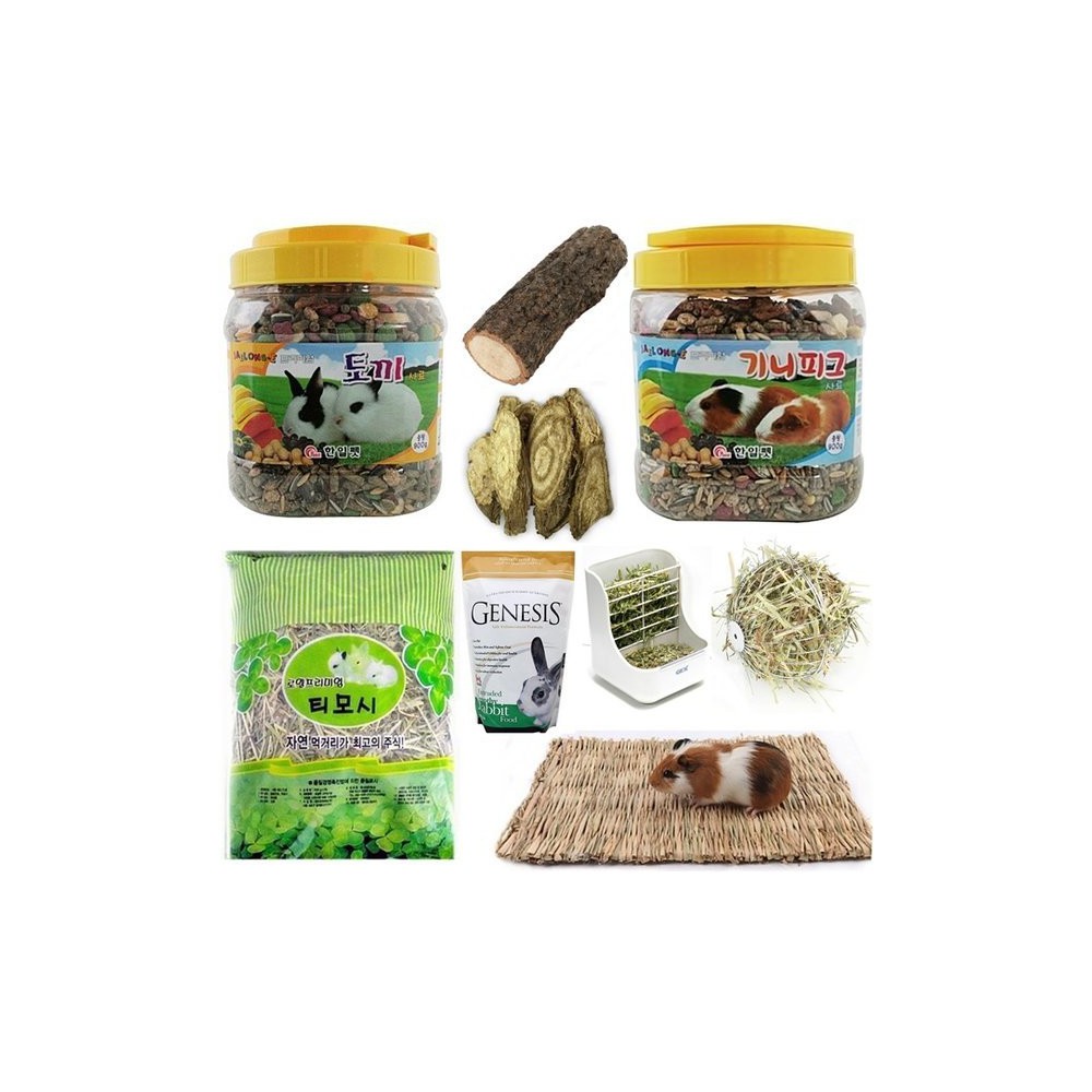 토끼 사료 기니피그 건초 간식 용품 먹이 베딩 화장실