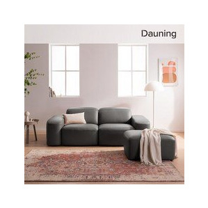 다우닝 브릭 3인 헤드레스트 전체 천연가죽 소파+스툴 (색상:꼬냑)